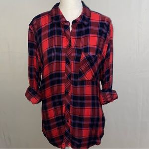 Gap Plaid Flannel Blouse Button Down Top